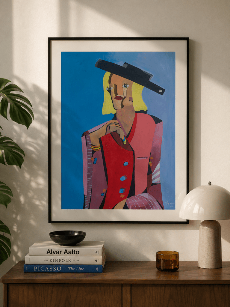 Kubistyczny portret kobiety jako nowoczesna dekoracja ścienna do salonu