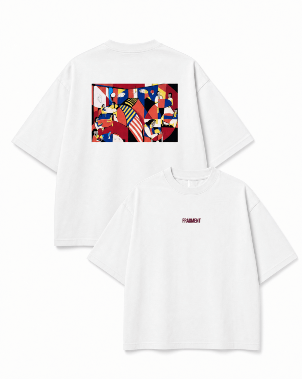Biały tshirt z abstrkacyjnym nadrukiem